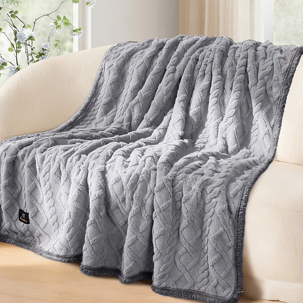 Liquid-Proof Reversible Sherpa Pet Blanket & Furniture Protector – Dog & Cat Throw Cover for Sofa, Bed & Couch | Small, Medium & Large Pets | Light Gray, Khaki, Beige