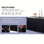 Rectangle Tablecloth with Skirt Wrinkle-Resistant Table Cover for Weddings Birthdays Graduations Black White Red 1 2 4 8 Pcs