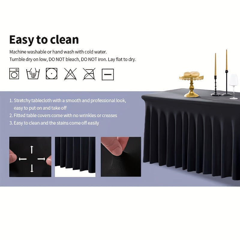 Rectangle Tablecloth with Skirt Wrinkle-Resistant Table Cover for Weddings Birthdays Graduations Black White Red 1 2 4 8 Pcs