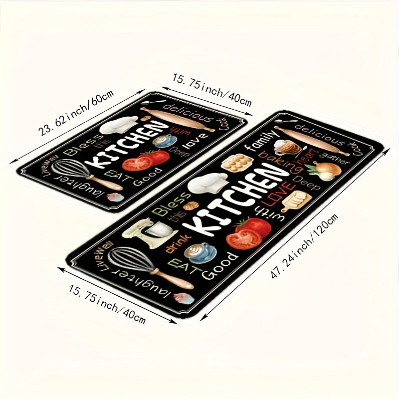 2-Piece Kitchen Floor Mat Set – Diatomaceous Earth Anti-Fatigue Runner Mats, Soft, Absorbent & Easy to Clean for Kitchen, Bathroom, Hallway & Entryway (Dark Gray)