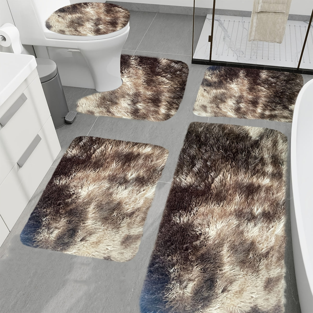 Plush Bath Rugs Set 1-6 Pieces, Multi-Color Microfiber Non-Slip Bathroom Mats – Soft Water Absorbent Thick Machine Washable Toilet Mats for Bathroom, Tub & Shower