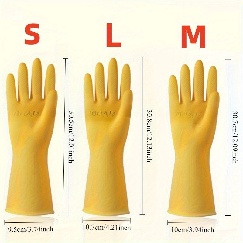 Heavy-Duty Latex Dishwashing Gloves Multi-Pack, Reusable Bright Yellow Rubber Cleaning Gloves S M L for Home Kitchen Restaurant & Commercial Use, 12 or 20 Pairs
