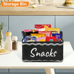 Large Snack Bin Organizer with 5 Chip Clips – Countertop Pantry Snack Basket for Chips, Pretzels, Cookies & Popcorn, Kitchen Organization Shelf Basket