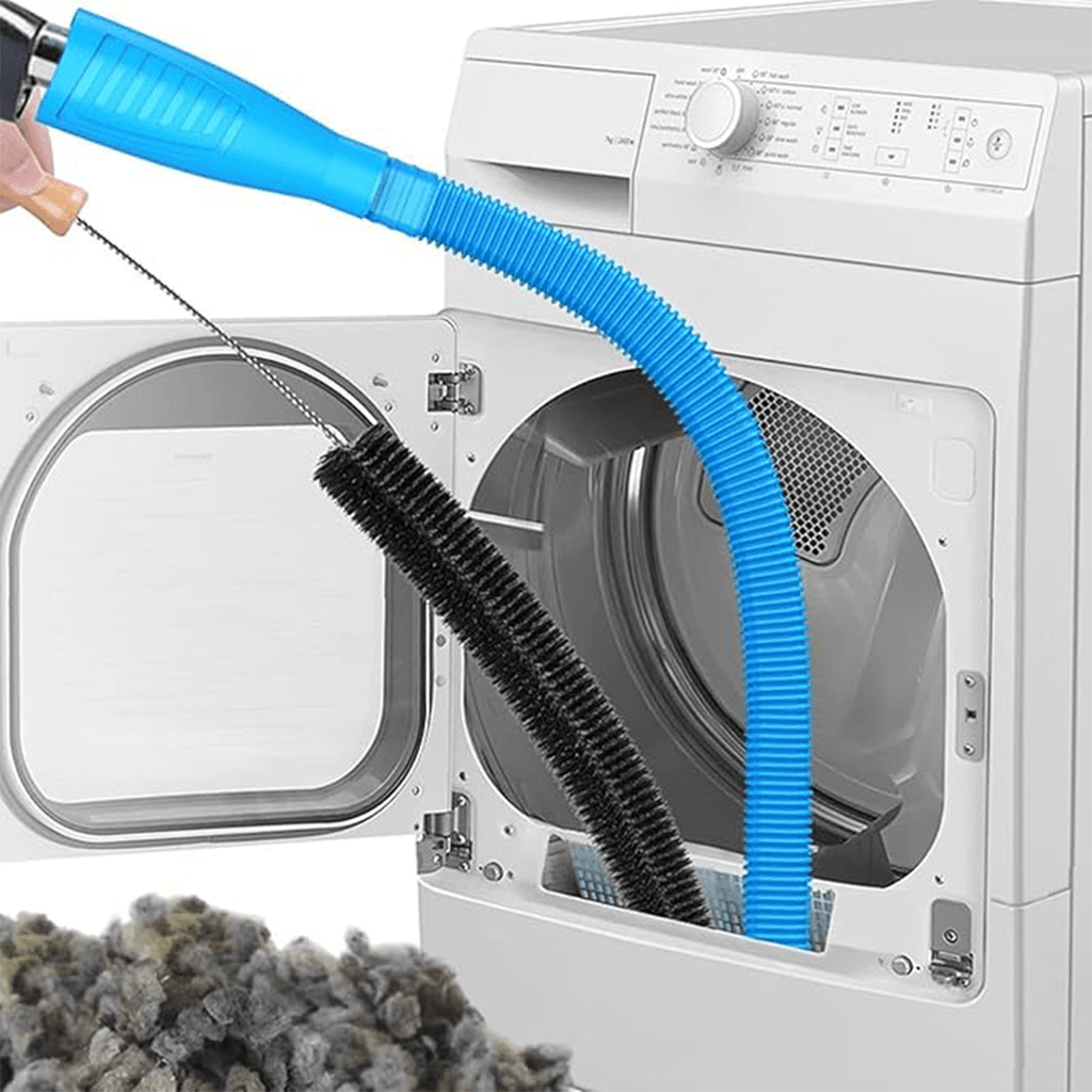 Dryer Vent Cleaning Kit with Flexible Vacuum Hose & Lint Brush Set – Fits Most Vacuums, Removes Lint Buildup Fast, Essential Home Laundry Maintenance Tool for Fire Safety