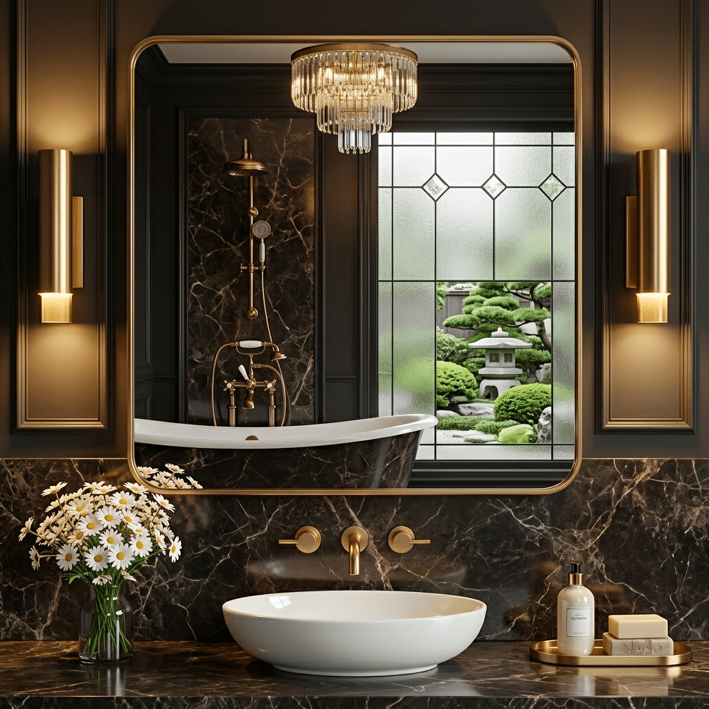 Metal Framed Rounded Rectangle Wall Mirror for Bathroom – Over Sink, Horizontal or Vertical Hanging, Modern Farmhouse Decor, Matte Black, Gold & Silver, Multiple Sizes 16x20 to 36x48 In