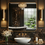 Metal Framed Rounded Rectangle Wall Mirror for Bathroom – Over Sink, Horizontal or Vertical Hanging, Modern Farmhouse Decor, Matte Black, Gold & Silver, Multiple Sizes 16x20 to 36x48 In