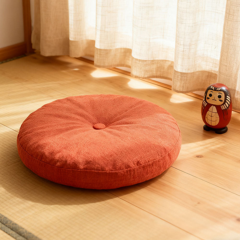 Round Seat Cushion 40x40cm 15cm Thick Firm Futon Meditation Mat Removable Linen Cover Chair Pad for Office Dining Chair Home Decor All Seasons Christmas