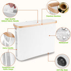 Bamboo Toilet Paper Storage Basket with Lid Holds 12 Rolls, Multi-Functional Bathroom Organizer with Tissue Holder Hook – Countertop Bathroom Decor, Black, Gray, White & Purple
