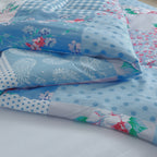 Blue Checkered Floral Comforter Set 2/3 Piece – Lightweight All-Season Quilt with Pillowcases, Soft Bedding Set Twin Queen King, Machine Washable
