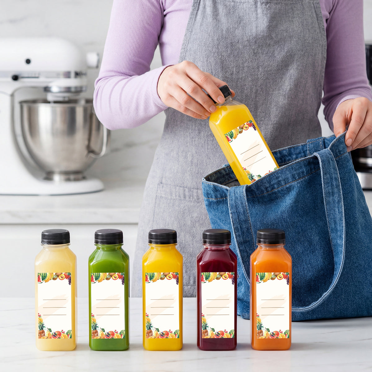 Plastic Juice Bottles with Caps 12oz 16oz Bulk Set 100 118 142 Pcs - Empty Bottles with Labels Funnel & Brush for Juice Smoothie Tea Coffee Party | Nuvia Haven