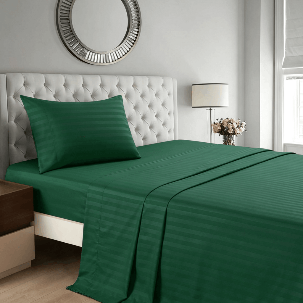 Striped Bed Sheet Set Extra Soft Breathable, Fade-Resistant Deep Pocket Fitted Sheets for Bedroom Guest Room Hotel – All Season 3/4 Piece (Flat Sheet, Fitted Sheet, Pillowcase)