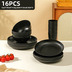 16/32-Piece Wheat Straw Dinnerware Set – Microwave & Dishwasher Safe Plates, Bowls & Cups – Lightweight Unbreakable Tableware for Family Gatherings, Birthday Parties & Camping