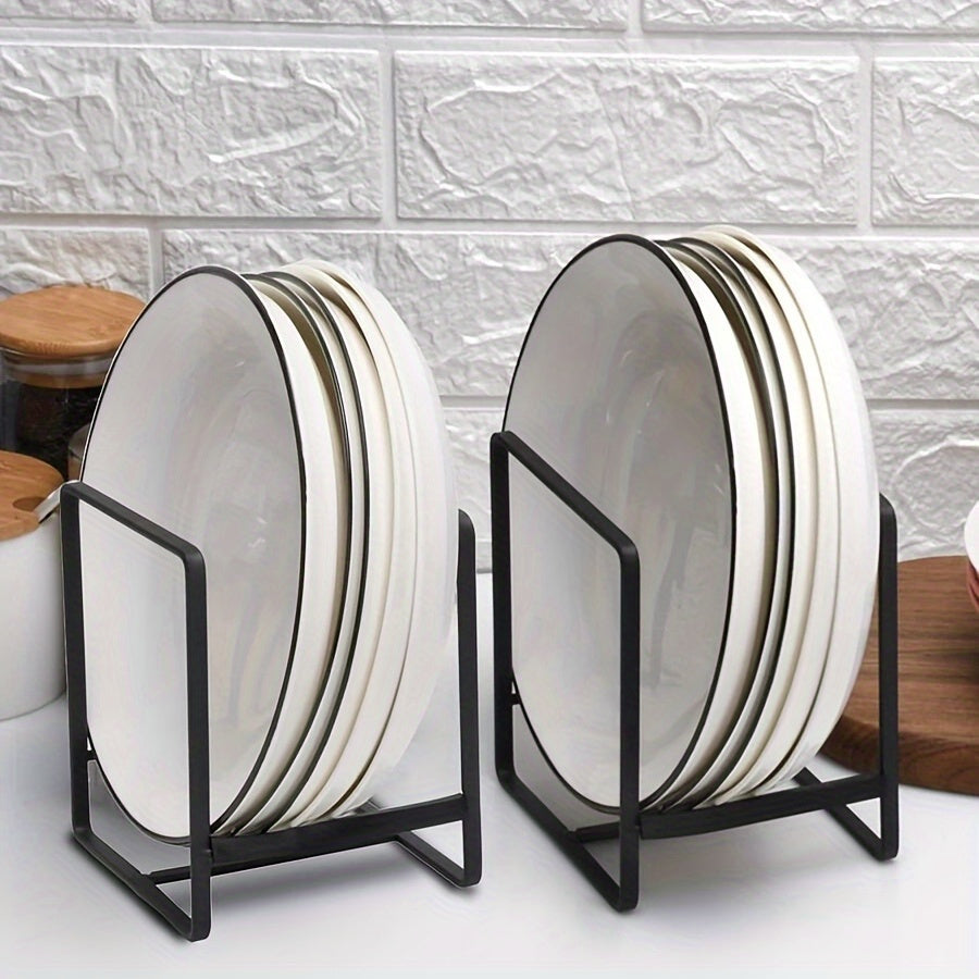 Stainless Steel Dish Rack Plate Organizer Set of 4 | Cabinet Countertop Dish Drainer Space Saving Kitchen Storage for Plates Bowls