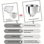 5Qt Stainless Steel Mixer Bowl – KitchenAid Artisan & Classic 4.5-5QT Compatible, Oven-Safe 304 Steel with Ergonomic Handle & Spill-Resistant Lid