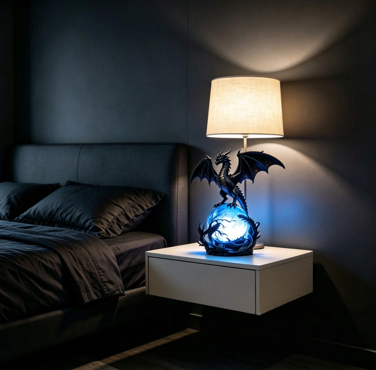 Gothic USB Night Light LED Resin Carving with Luminous Sphere – Ambient Bedroom Living Room Decor Light for Festival Parties, Collectors & Gothic Gift Enthusiasts