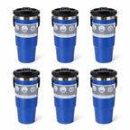 30oz Stainless Steel Insulated Tumbler 6-Pack with Handle, Lid & Straw – Double Wall Vacuum Travel Cups, Colorful Gift Set for Coffee, Cold Drinks & Daily Use | Black, Red, White & More