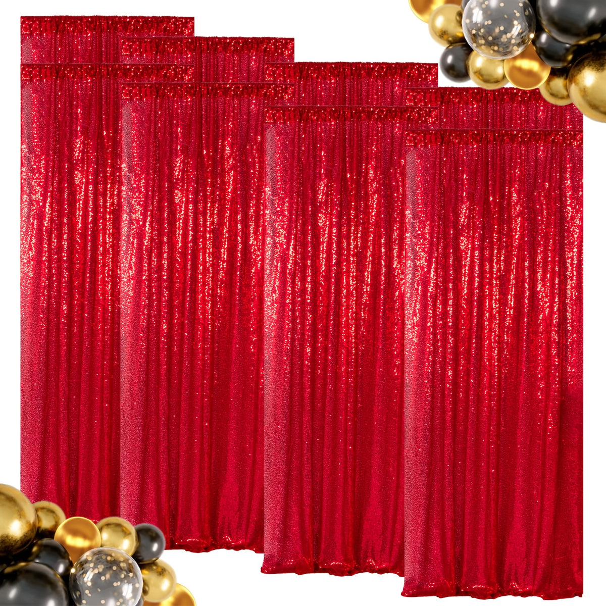 Sequin Backdrop Curtains – Glitter Party & Wedding Background Panels, 2ft×8ft per Panel, 4/6/8 Panel Sets, 29 Colors for Birthday, Stage, Bridal & Event Decor