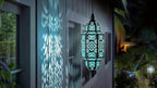 Solar Moroccan Lanterns Outdoor Set of 2 – Multicolor IP54 Waterproof Hanging Lights with Cut-Out Design for Garden, Patio, Pathway & Halloween Decor, Auto Dusk-to-Dawn Sensing