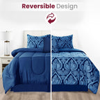 5-Piece Comforter Set – Reversible Quilted Down Alternative Bedding Set with Pillow Shams, Bed Skirt & Cushion | All Season | Twin, Queen, King