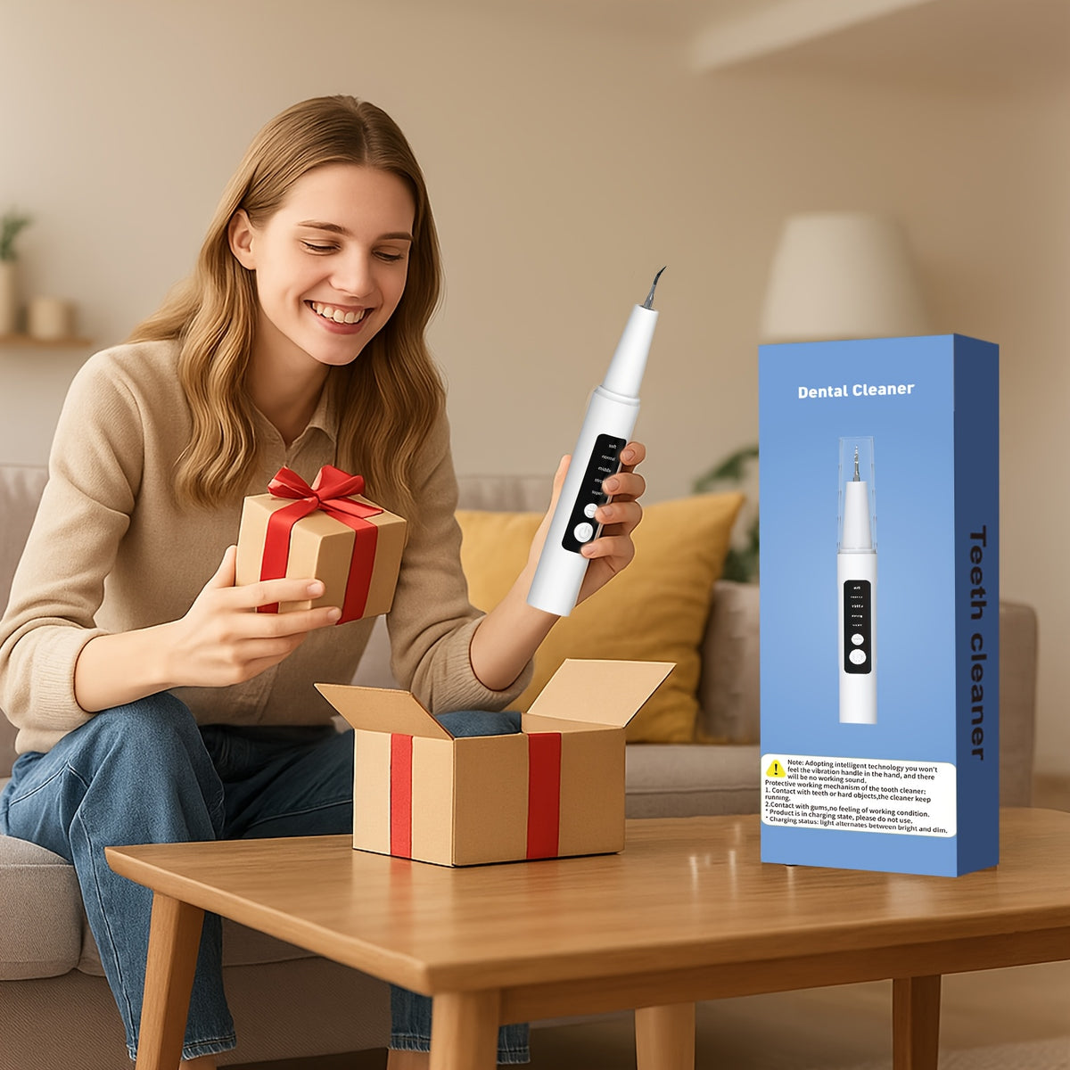 Electric Water Flosser Dental Cleaning Kit - 5 Mode LED Light 4 Replaceable Heads Deep Clean Oral Care Fresh Breath Gift for Mom Dad Women