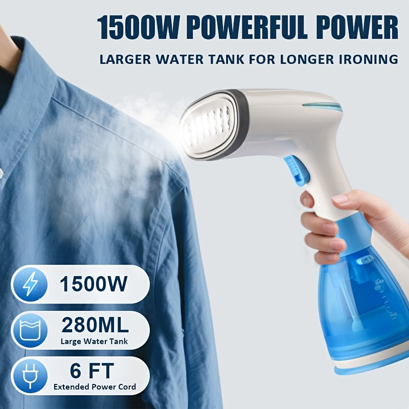 Handheld Garment Steamer 1500W Fast Heating – 9.47oz Removable Water Tank, 30-Second Heat-Up, Portable Fabric Steamer for Clothes at Home, Travel & Office | with Accessories