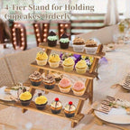 3/4/5-Tier Wooden Display Stand – Vintage Rustic Multi-Purpose Vertical Shelf for Home, Store, Bakery & Events | Jewelry, Dessert & Cupcake Display Rack