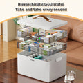 Medicine Organizer Cabinet 3 Tier Portable First Aid Box with Leather Handle BPA Free Airtight Moisture Resistant Medicine Storage for Home Office Bathroom Desktop