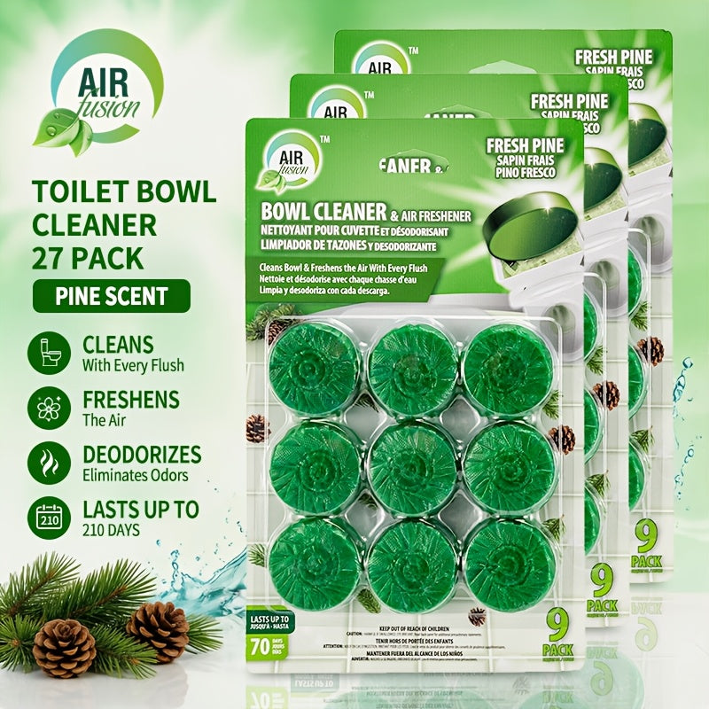 Scented Toilet Cleaner Tablets 27-Pack – Automatic Deodorizing Toilet Tablets for Yellow Stain & Odor Removal, 4 Scents: Fresh Linen, Lavender, Pine & Mix, Deep Cleaning Toilet Deodorant