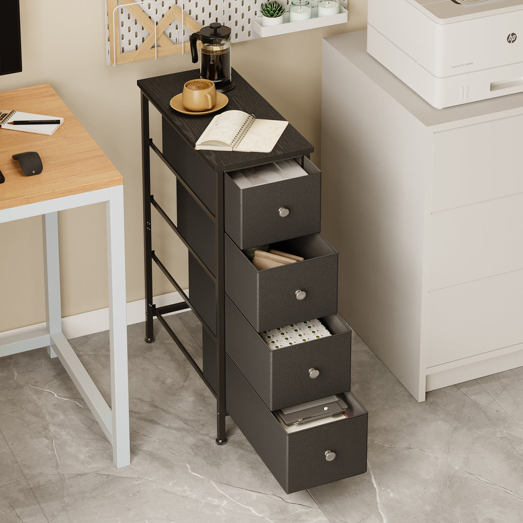 4-Tier Tall Narrow Storage Cabinet | Slim Bathroom & Kitchen Organizer, 29.5"H x 16.5"W x 9.5"D, Compact Shelving for Small Spaces, Easy Assembly