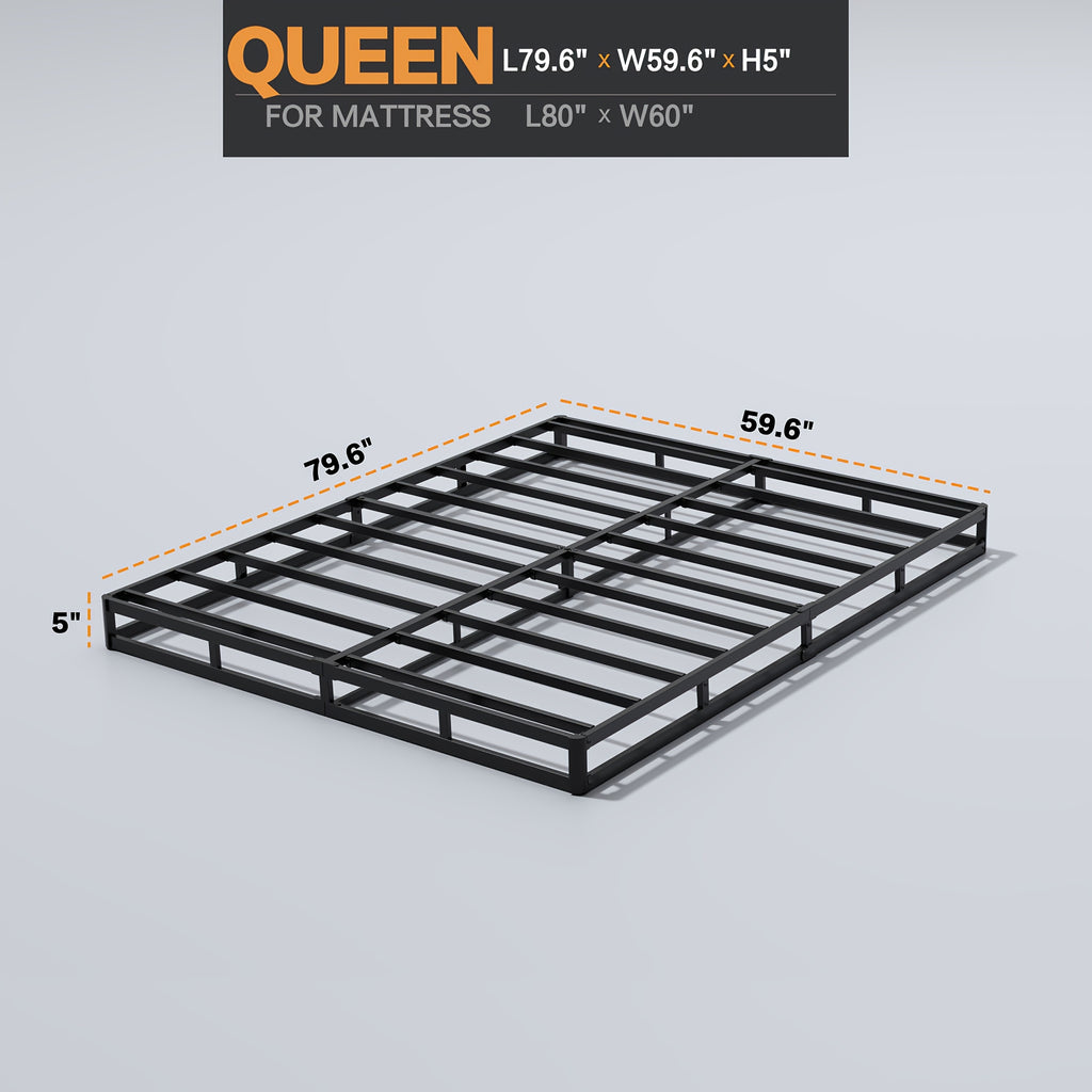 Box Spring Bed Base 5/7/9 Inch – 3000 Lbs Heavy Duty Metal Mattress Foundation, Fabric Cover, Noise-Free & Easy Assembly | Twin & Queen