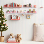 Floating Shelves Set of 4 Wall Mounted Shelves – Picture Ledge Display Shelf for Living Room, Bedroom, Bathroom, Kitchen & Home Office – Decorative Wall Shelves in White, Black, Grey & Pink