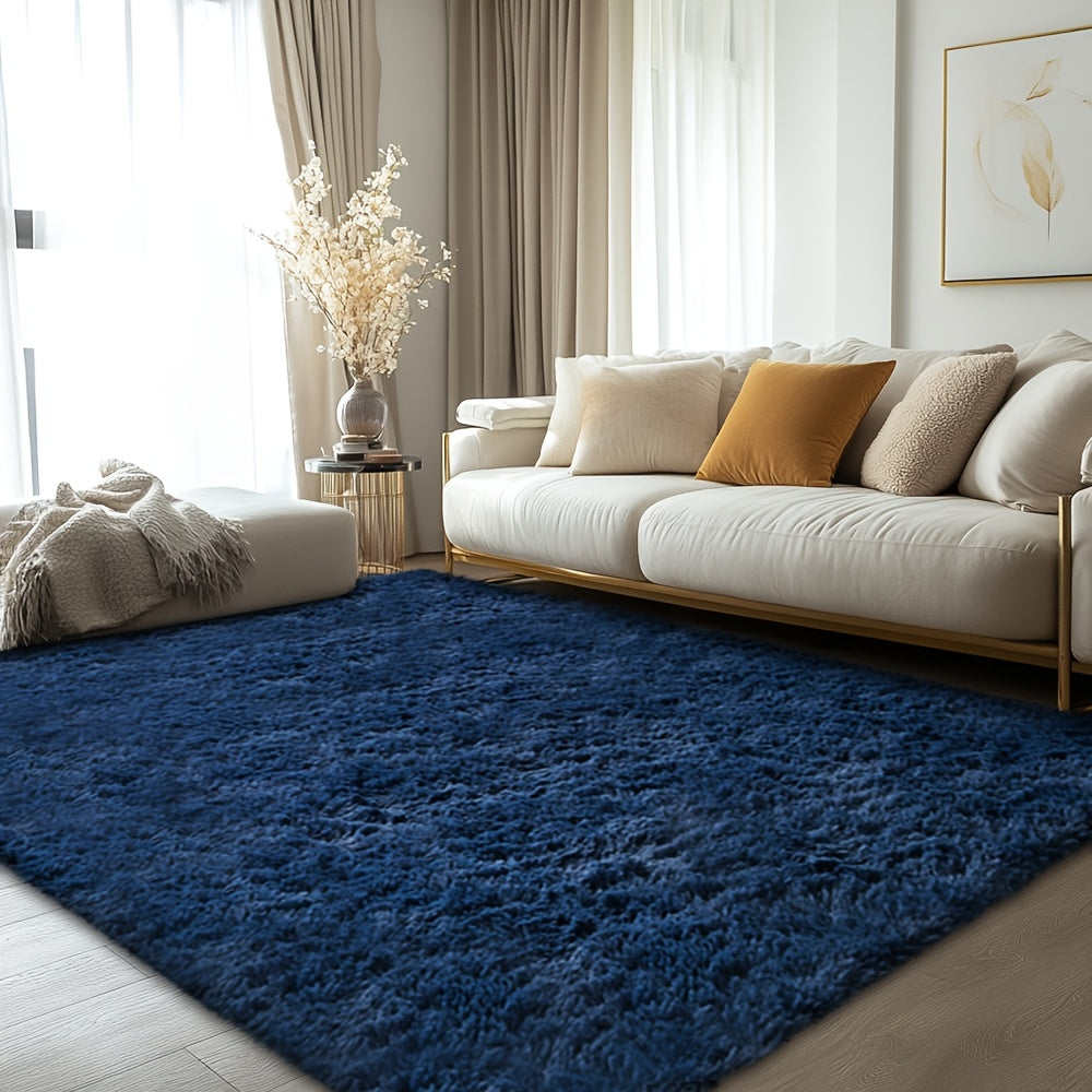 Velvet Shag Area Rug with Non-Slip Backing – Super Soft Plush Indoor Carpet for Living Room, Bedroom & Kitchen, Tie-Dye & Solid Colors, 5 Sizes