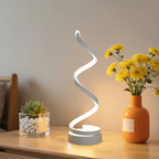 Modern Spiral Touch Table Lamp with USB-C Charging Port 3-Way Dimmable - Minimalist Bedside Lamp for Bedroom Living Room Desk - LED Bulb Included, Black & White, Single & 2-Pack