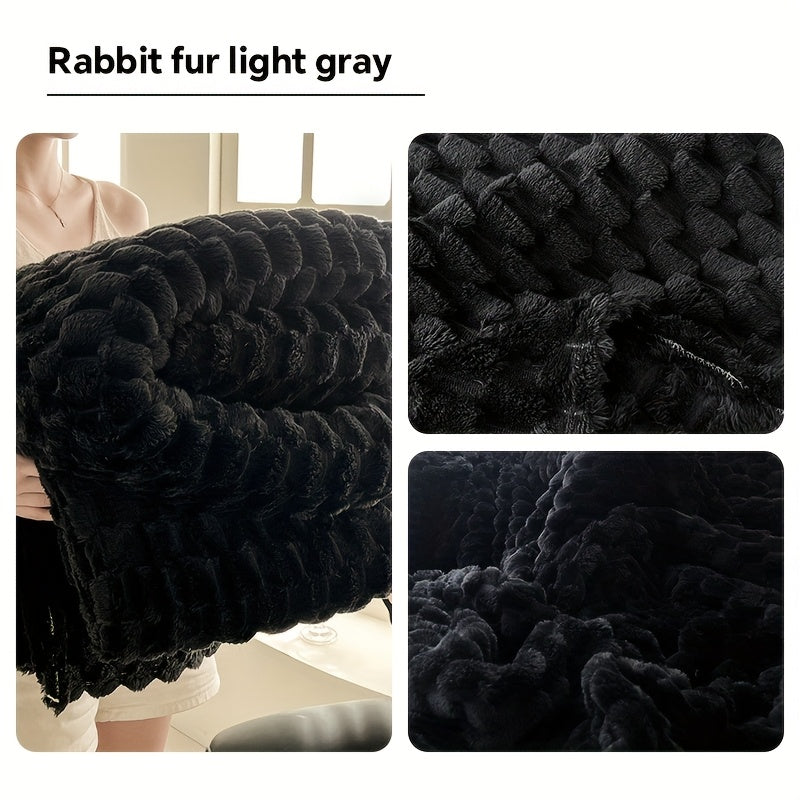 Super Soft Fuzzy Plush Throw Blanket 100% Polyester Lightweight Queen Size Bed Blanket for Women Bedroom Spring Summer 4 Colors 4 Sizes