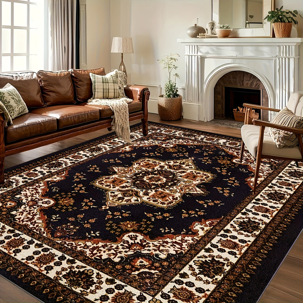 Persian Bohemian Luxury Area Rug Soft Fluffy Anti-Slip Machine Washable – Vintage Plush Living Room Bedroom Rug for Modern & Traditional Decor – 4 Sizes