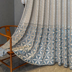 American Retro Velvet Curtains Set of 2 Panels - Semi-Sheer Contrast, Top Loop, Bedroom Living Room Study Home Decor