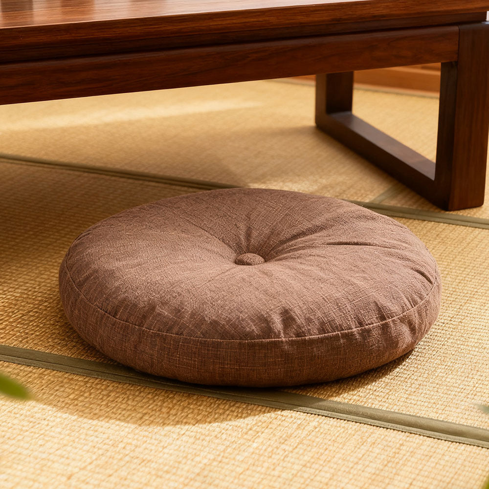 Round Seat Cushion 40x40cm 15cm Thick Firm Futon Meditation Mat Removable Linen Cover Chair Pad for Office Dining Chair Home Decor All Seasons Christmas