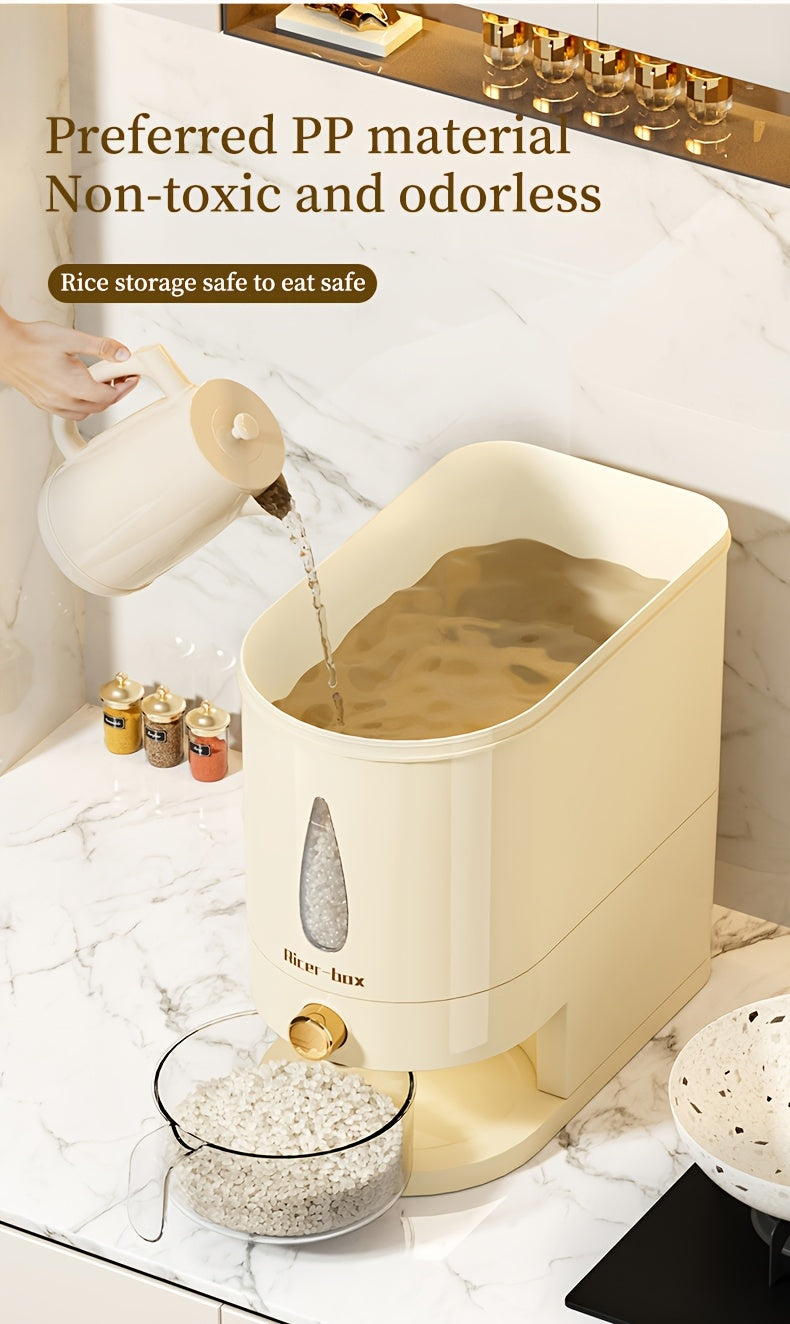 Large Capacity Rice Dispenser & Sealed Storage Box – Press-Type Measuring Cup, Moisture-Proof & Insect-Proof, for Rice, Flour, Coffee Beans, Legumes & Pet Food – 11LB & 22LB Options