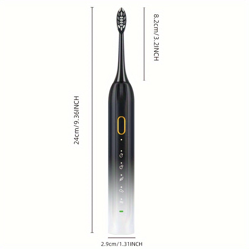 IPX8 Sonic Electric Toothbrush USB Rechargeable 5 Brush Heads Metal Shaft Smart Timer Couple Set for Adults Men Women