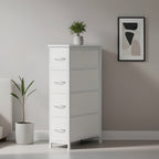 Narrow Dresser with 4 Drawers – Slim Storage Organizer Chest with Removable Fabric Drawers for Bedroom, Bathroom, Closet & Laundry