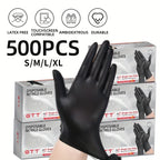 Black Disposable Nitrile Gloves 500PCS 6.7 Mil Thick Latex-Free & Powder-Free – 5 Boxes of 100, Textured Grip for Cooking, Food Handling, Cleaning & Hair Coloring, S/M/L/XXL