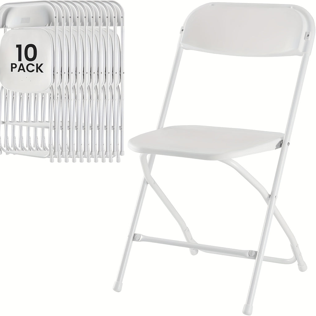 Stackable Folding Dining Chairs 350 Lbs Capacity Steel Frame for Kitchen Dining Room Catering & Outdoor Parties – Space-Saving Plastic Chairs