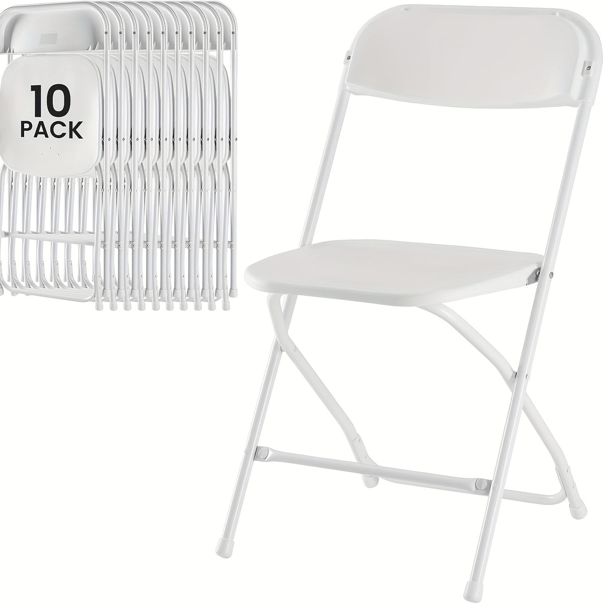 Stackable Folding Dining Chairs 350 Lbs Capacity Steel Frame for Kitchen Dining Room Catering & Outdoor Parties – Space-Saving Plastic Chairs