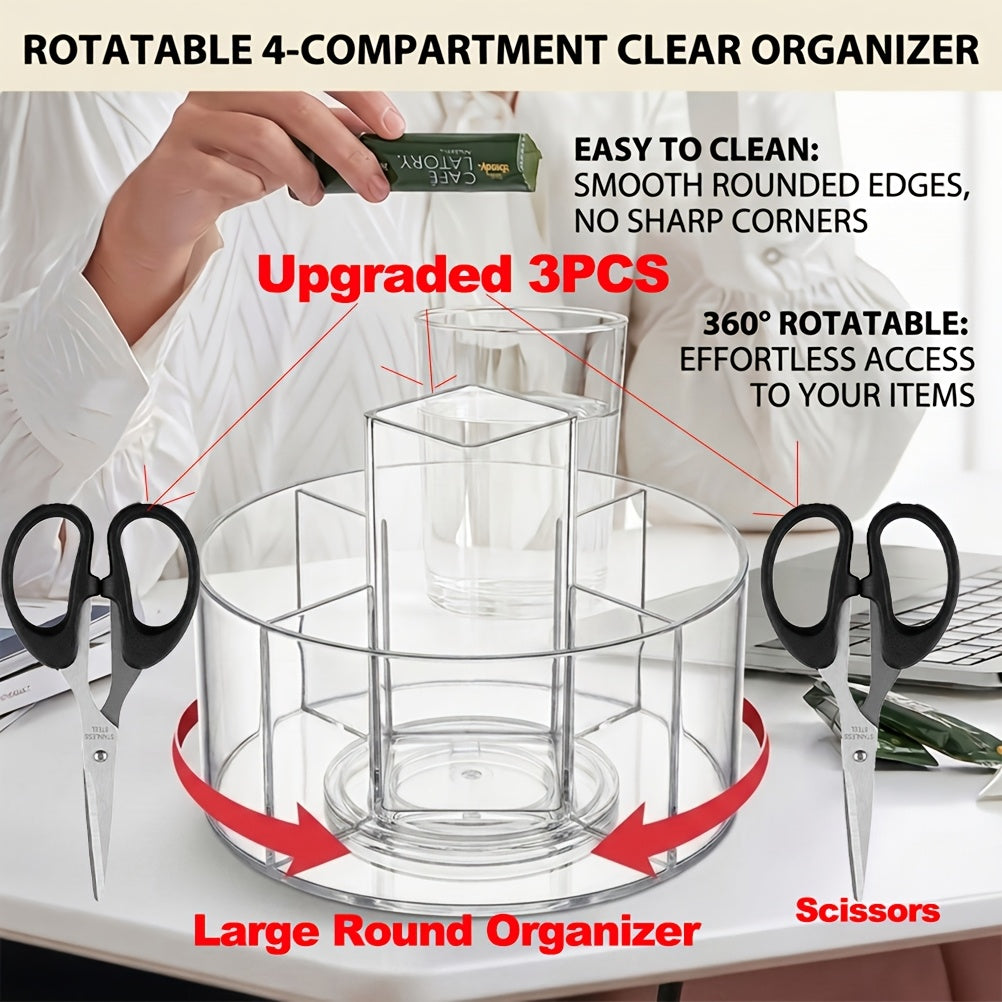 Lazy Susan Organizer Rotating Drink Mix Packet Holder Clear Turntable with Dividers for Powder Packets Water Flavor Packets Pantry Counter