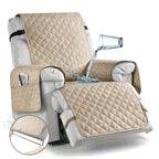 Waterproof Recliner Chair Cover with Pocket – 100% Non-Slip Washable Reclining Chair Slipcover with Adjustable Strap, Pet Friendly Furniture Protector for Dogs Cats, Living Room Home Decor, 1pc