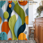 Abstract Geometric Shower Curtain – Colorful Overlapping Shapes Modern Art Bath Decor in Green Blue Orange Teal | 70.86x70.86 Inch with 12 Hooks