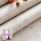 Linen Textured Blackout Curtains 4 Panels – 100% Room Darkening Thermal Insulated Grommet Drapes, Noise Reducing Window Curtains for Bedroom Living Room, 52W x 63/84/95 Inch