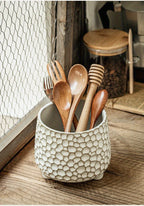 Pine Cone Ceramic Kitchen Tool Holder – Three-Legged Utensil Crock & Decorative Storage Jar for Countertop, Desk & Home Organizer | Personalized Ornament Jar