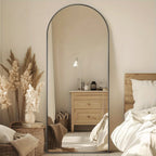 Full Length Floor Mirror Arched Freestanding Large Full Body Standing Mirror with Sturdy Base Polished Surface for Bedroom Living Room Bathroom Space Enhancing Home Decor