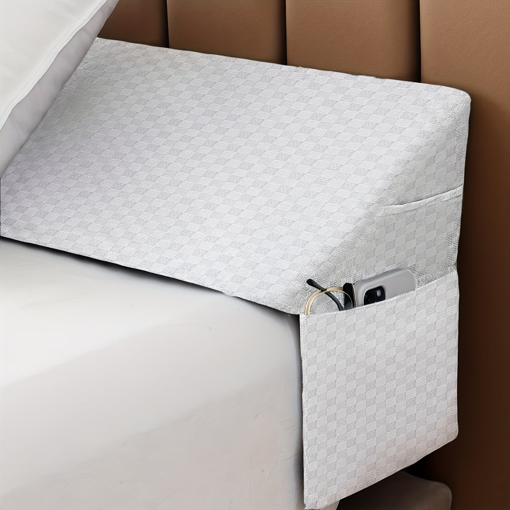 Bed Wedge Pillow & Headboard Gap Filler – Triangle Pillow Wedge for Sleeping, Reading & Resting | Twin, Full, Queen & King | Grey & White